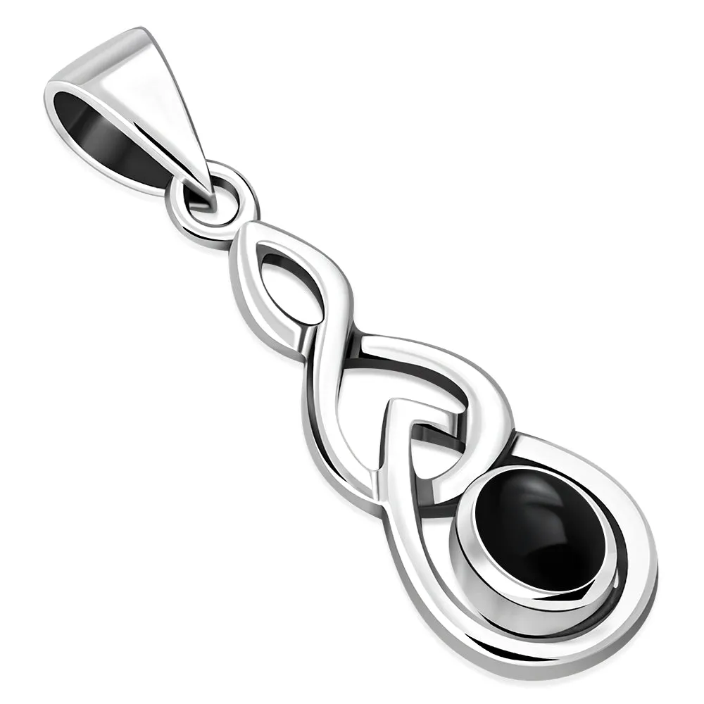 Silver celtic Pendant set w/ Black Onyx