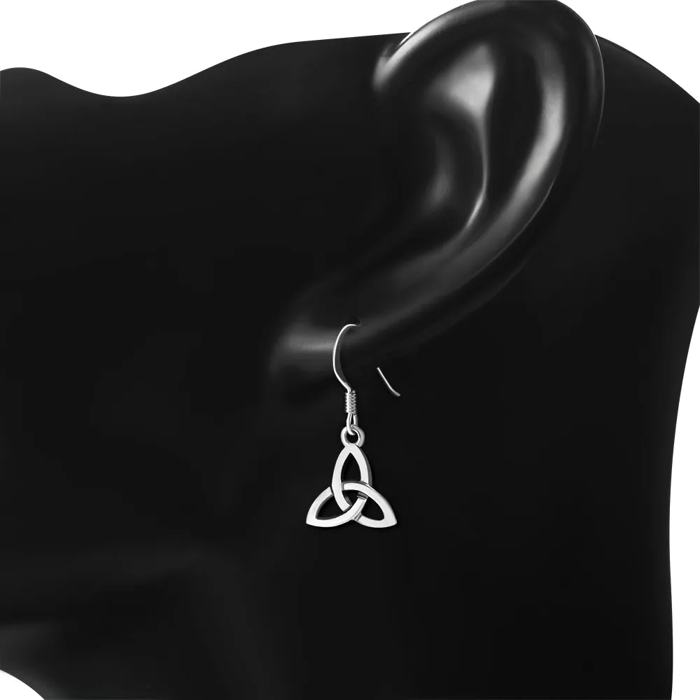 Silver Celtic Trimity Flat Knot Earrings