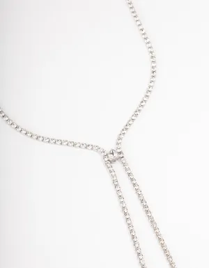 Silver Diamante Pear Y-Necklace