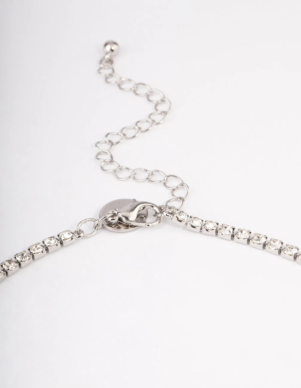 Silver Diamante Pear Y-Necklace