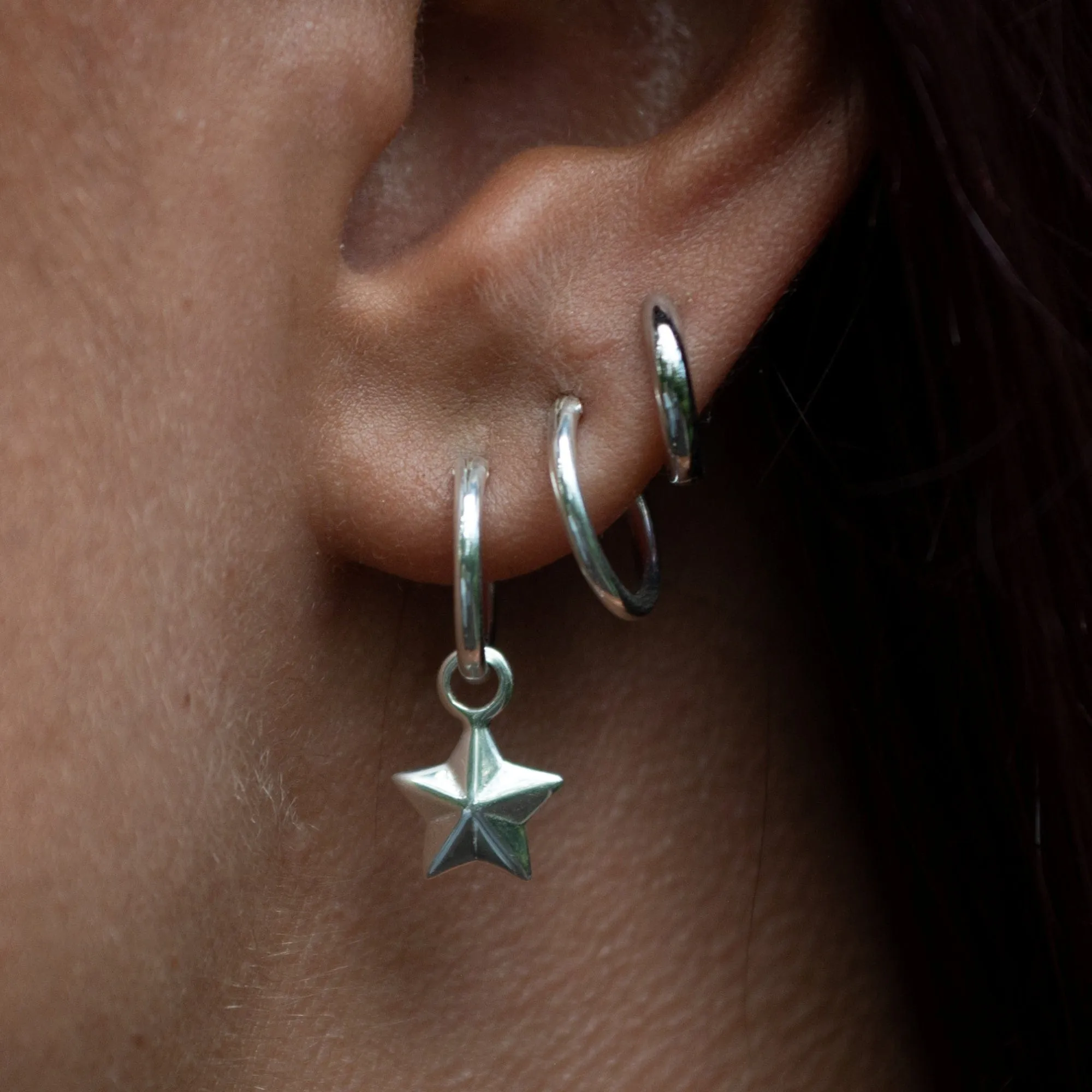 Silver Faceted Star Single Earring Charm