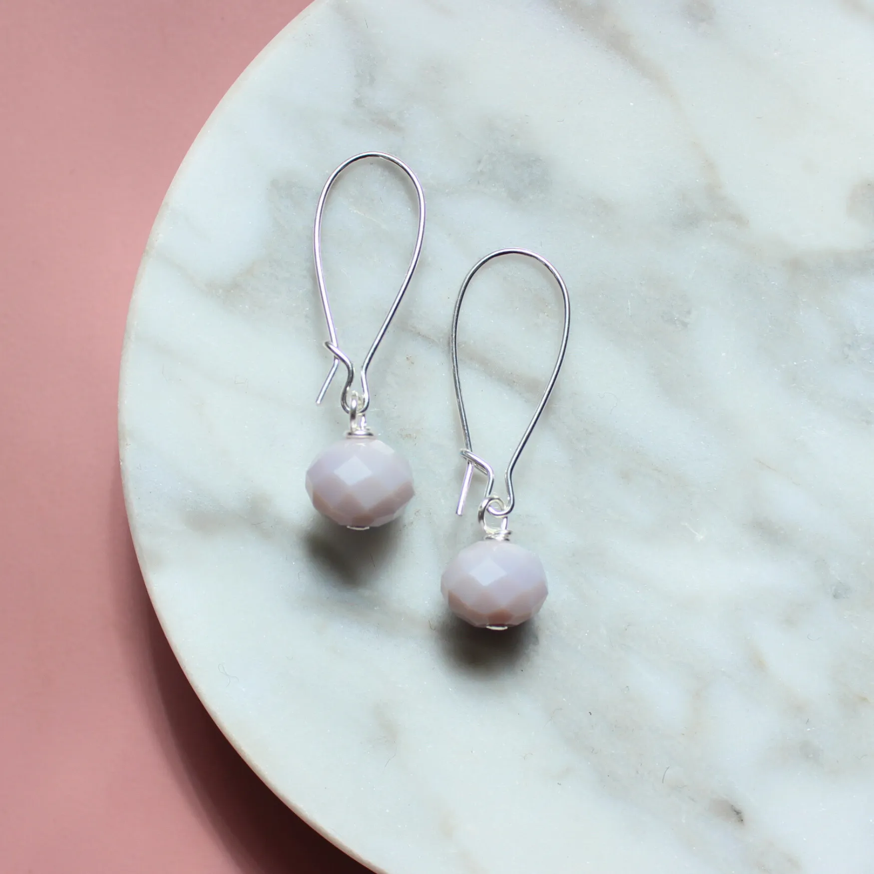 Silver Glass Short Drop Earrings