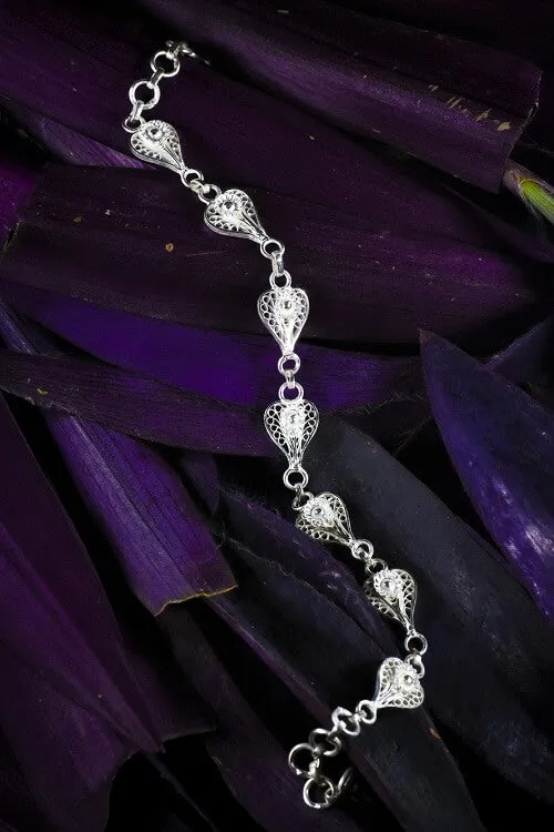 Silver Linings "Heart" Silver Filigree Handmade Bracelet