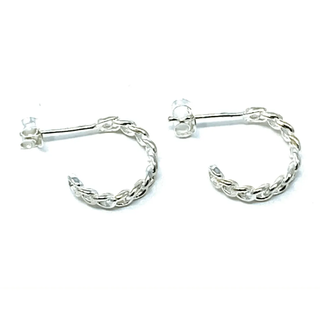 Silver Link Half Hoop Earrings