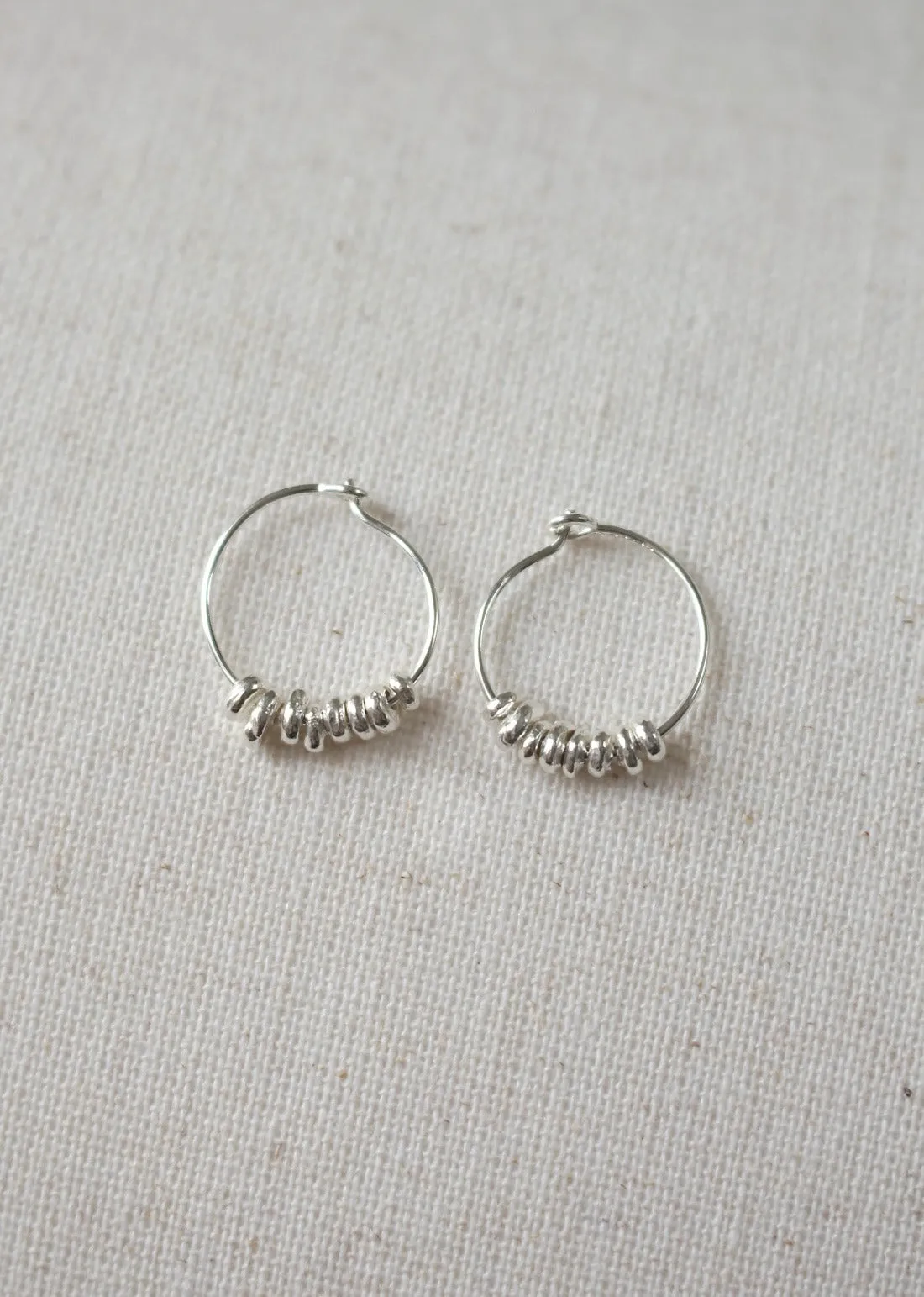 Silver Nugget Hoop Earrings