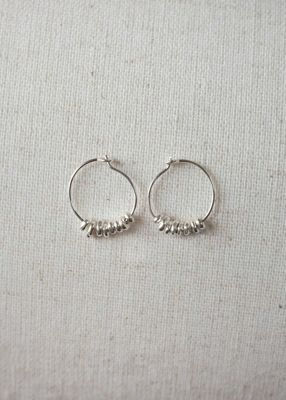 Silver Nugget Hoop Earrings