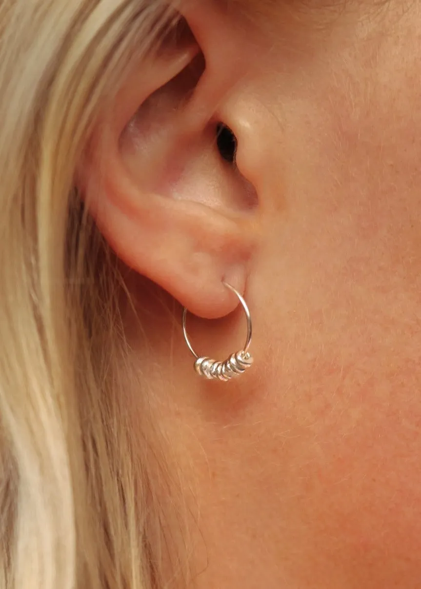 Silver Nugget Hoop Earrings