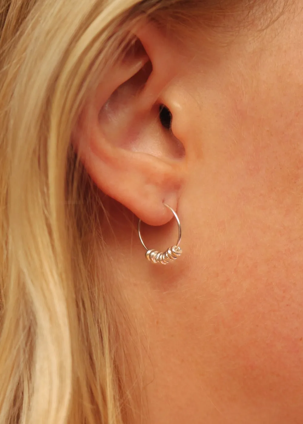 Silver Nugget Hoop Earrings