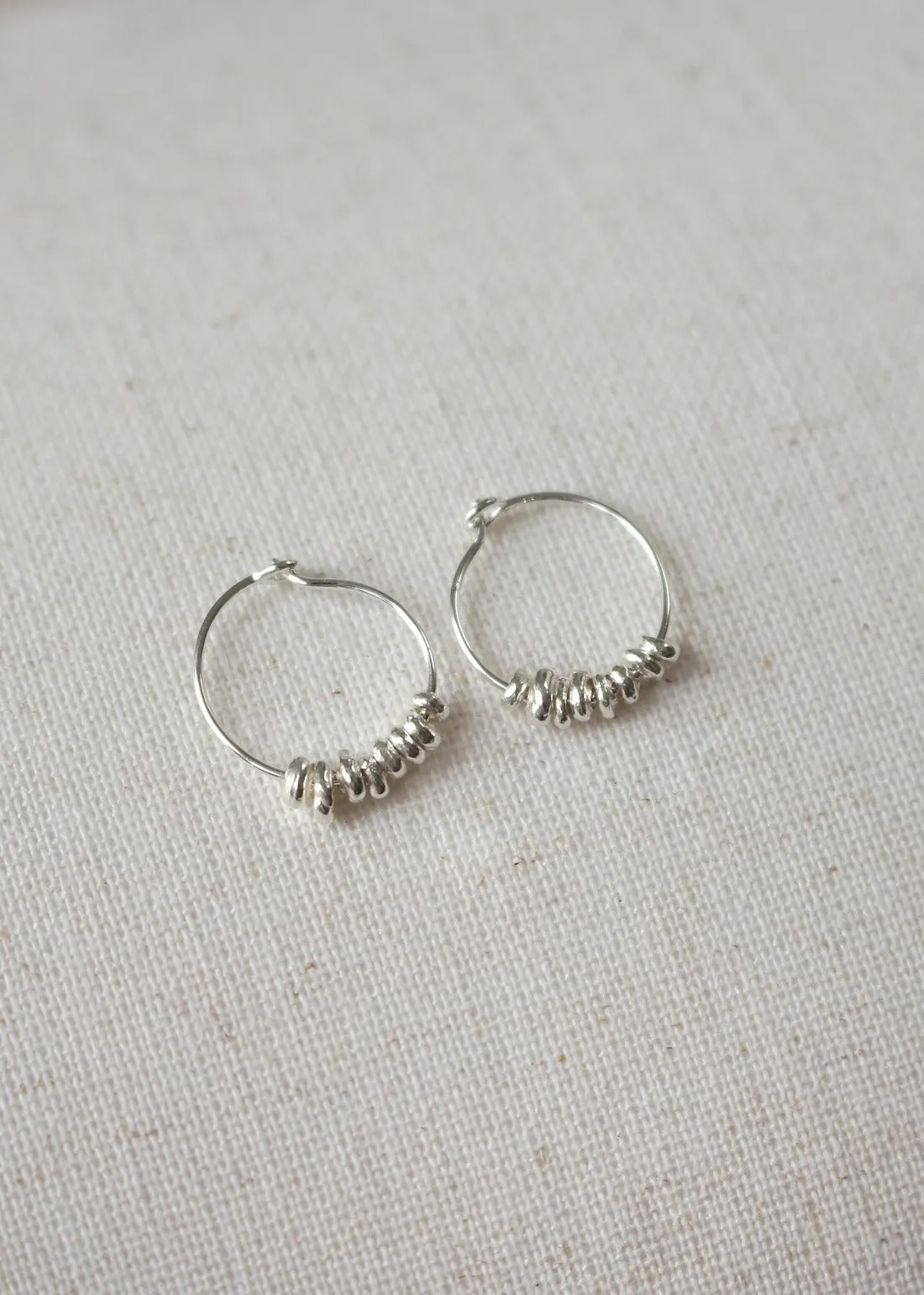 Silver Nugget Hoop Earrings