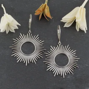 Silver Sunburst Earrings