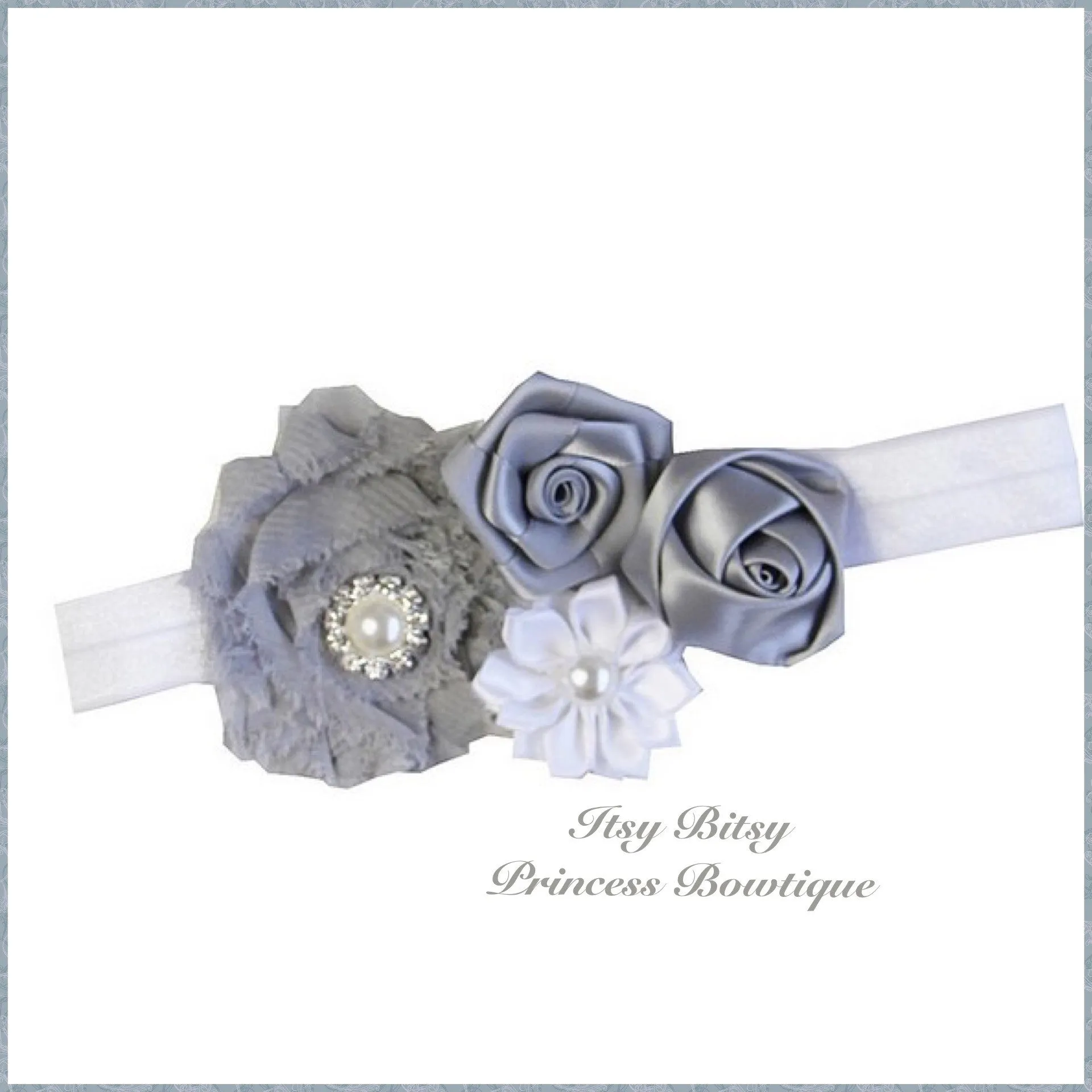 Silver/Grey  Rosettes Headbands