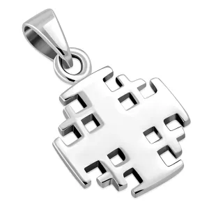 Small Jerusalem Cross Plain Silver Pendant