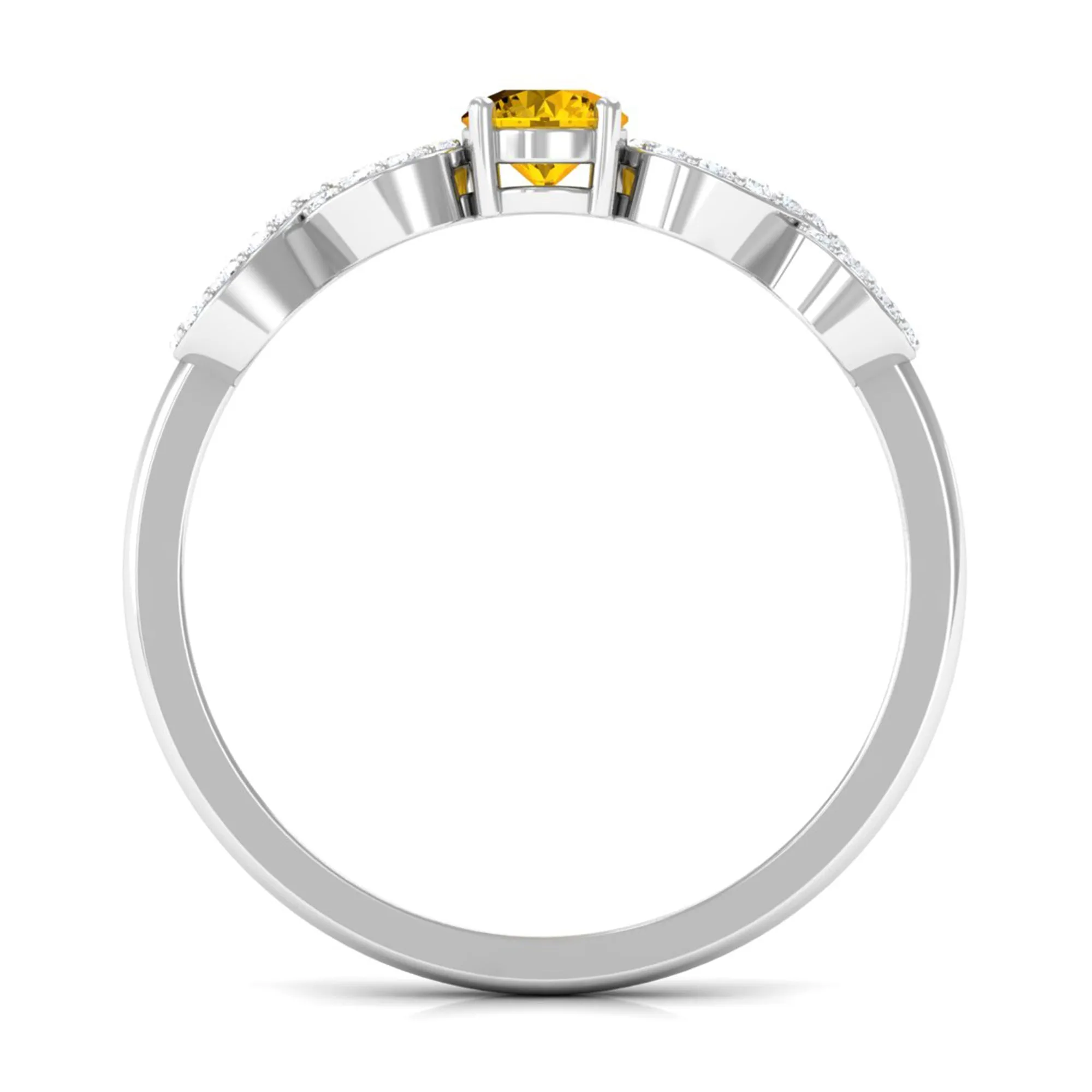 Solitaire Yellow Sapphire and Diamond Infinity Solitaire Ring