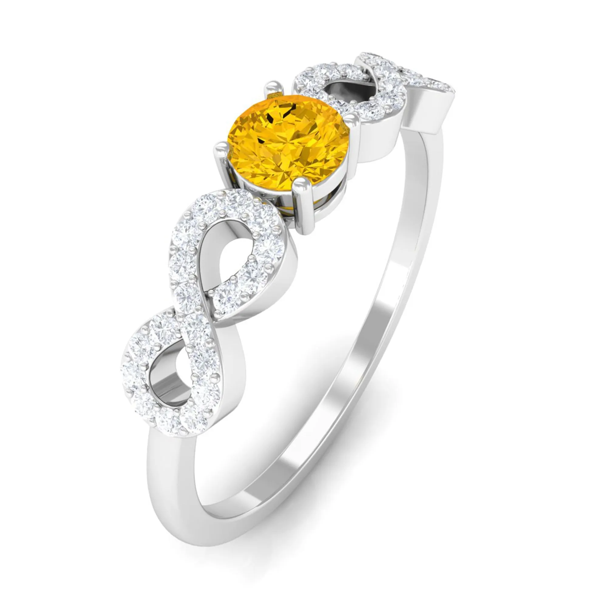 Solitaire Yellow Sapphire and Diamond Infinity Solitaire Ring