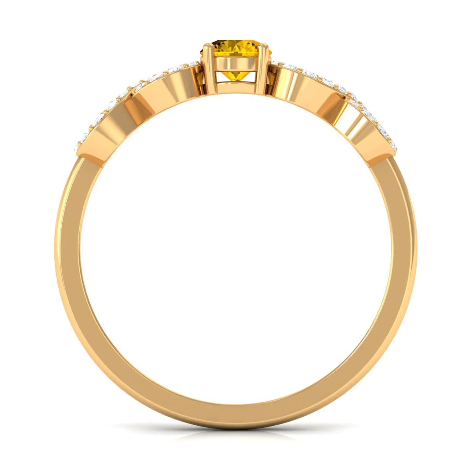 Solitaire Yellow Sapphire and Diamond Infinity Solitaire Ring