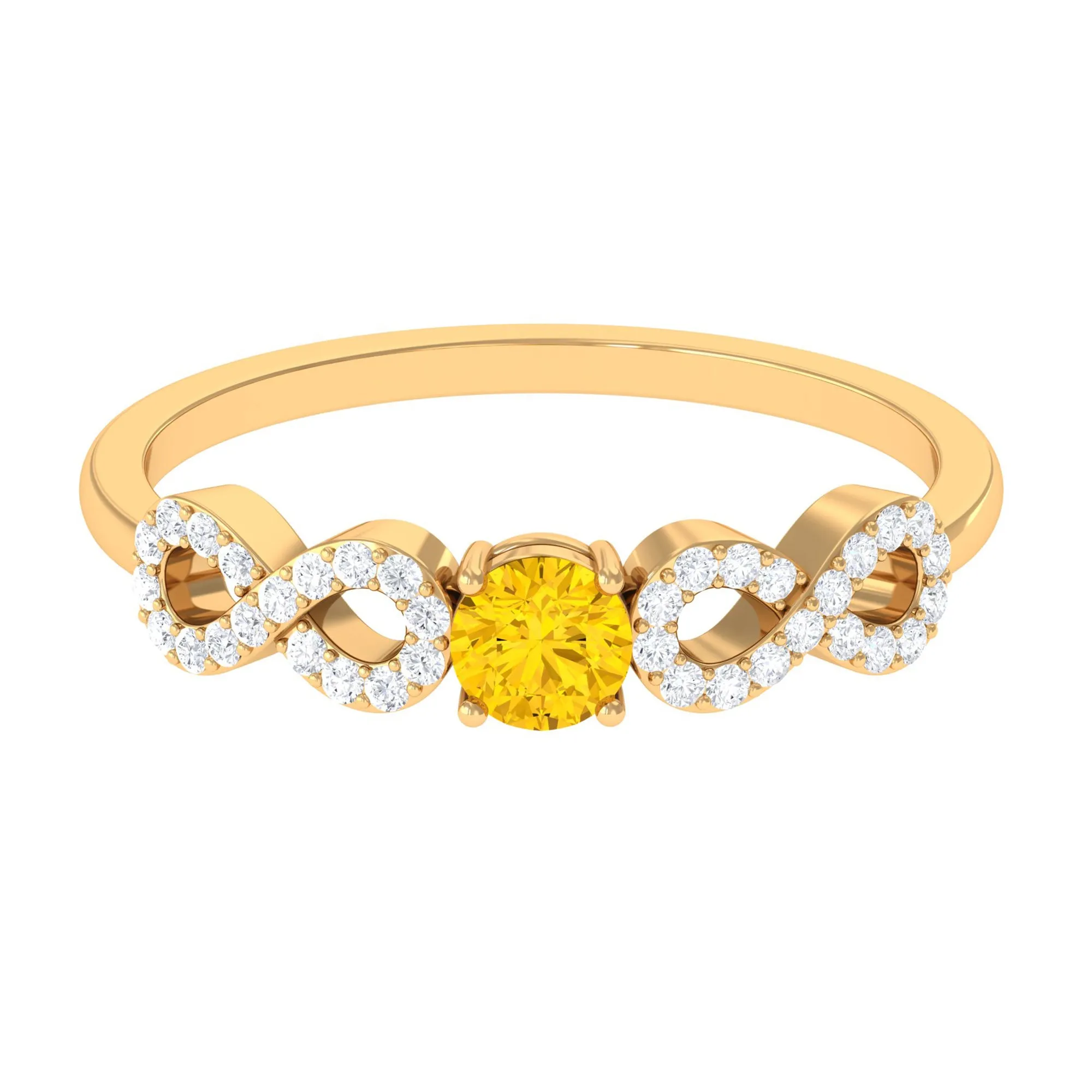 Solitaire Yellow Sapphire and Diamond Infinity Solitaire Ring