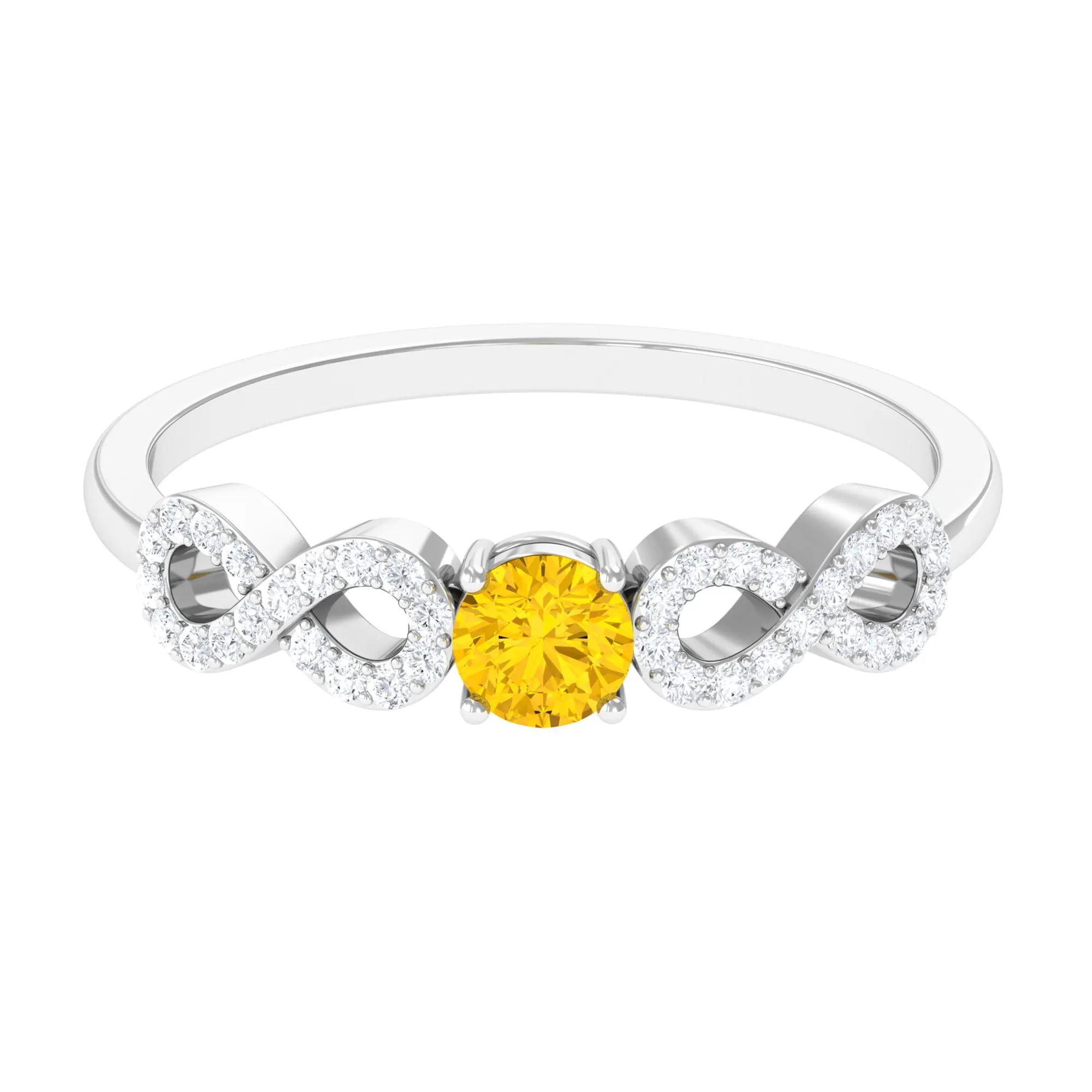 Solitaire Yellow Sapphire and Diamond Infinity Solitaire Ring