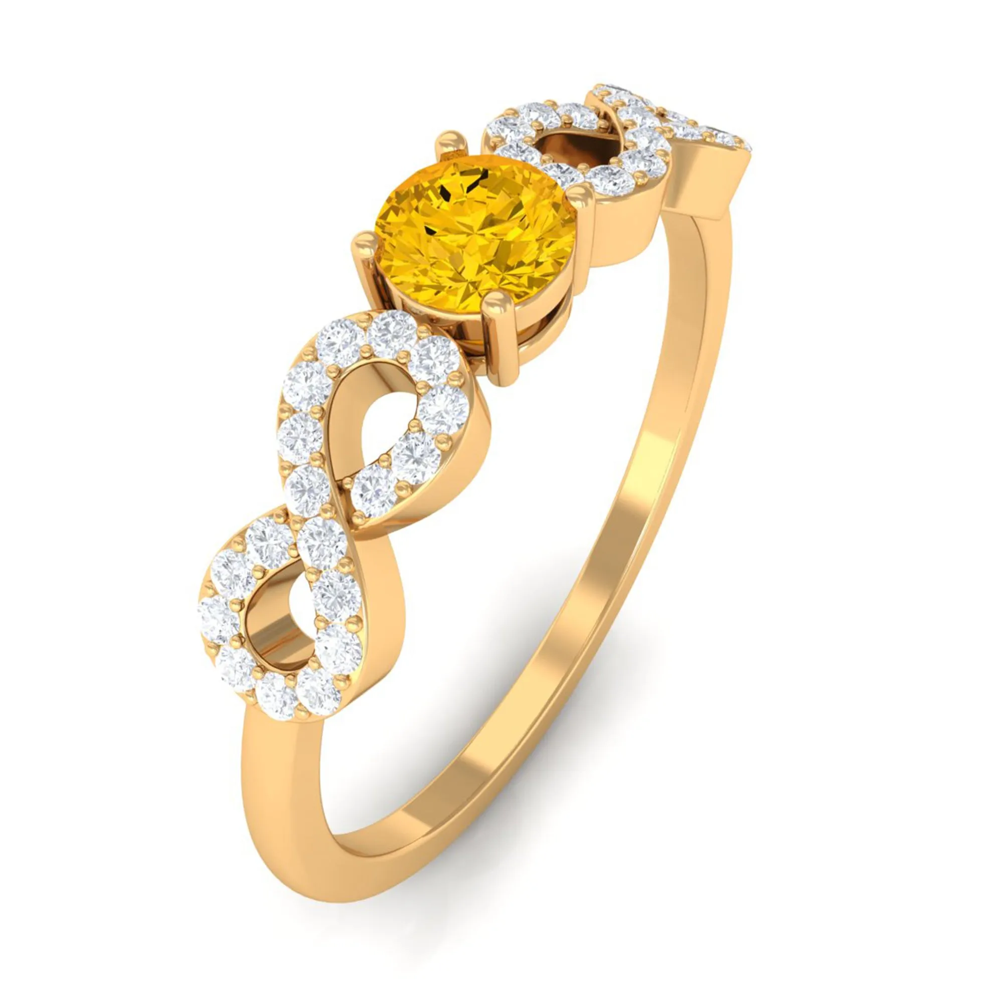 Solitaire Yellow Sapphire and Diamond Infinity Solitaire Ring