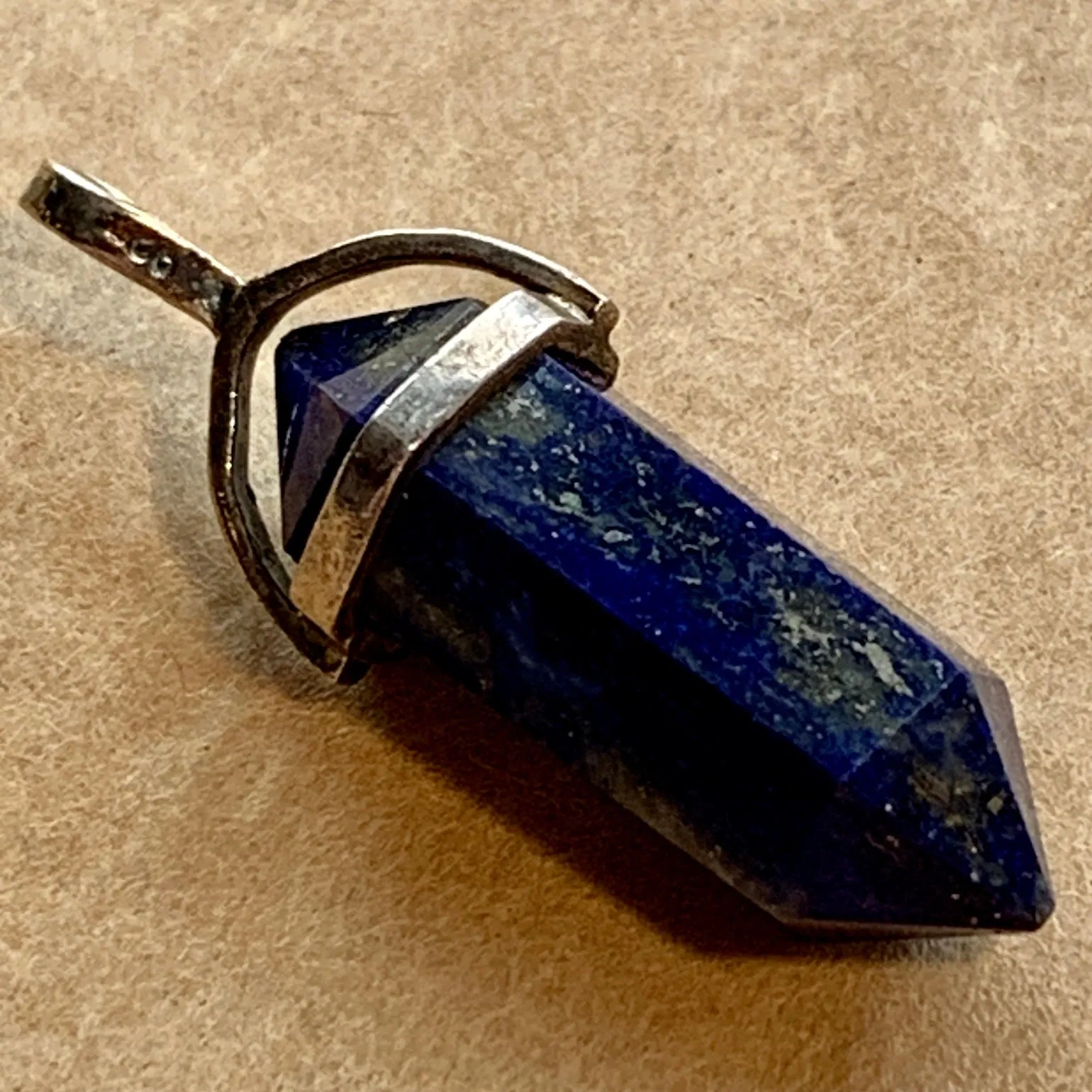 Sterling Bezel-Set Lapis Pendant