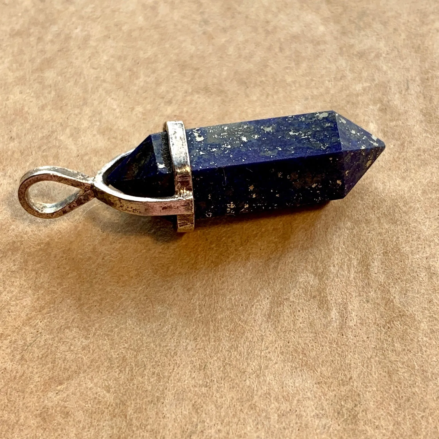 Sterling Bezel-Set Lapis Pendant