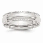 Sterling Silver 6mm Milgrain Comfort Fit Wedding Band Ring