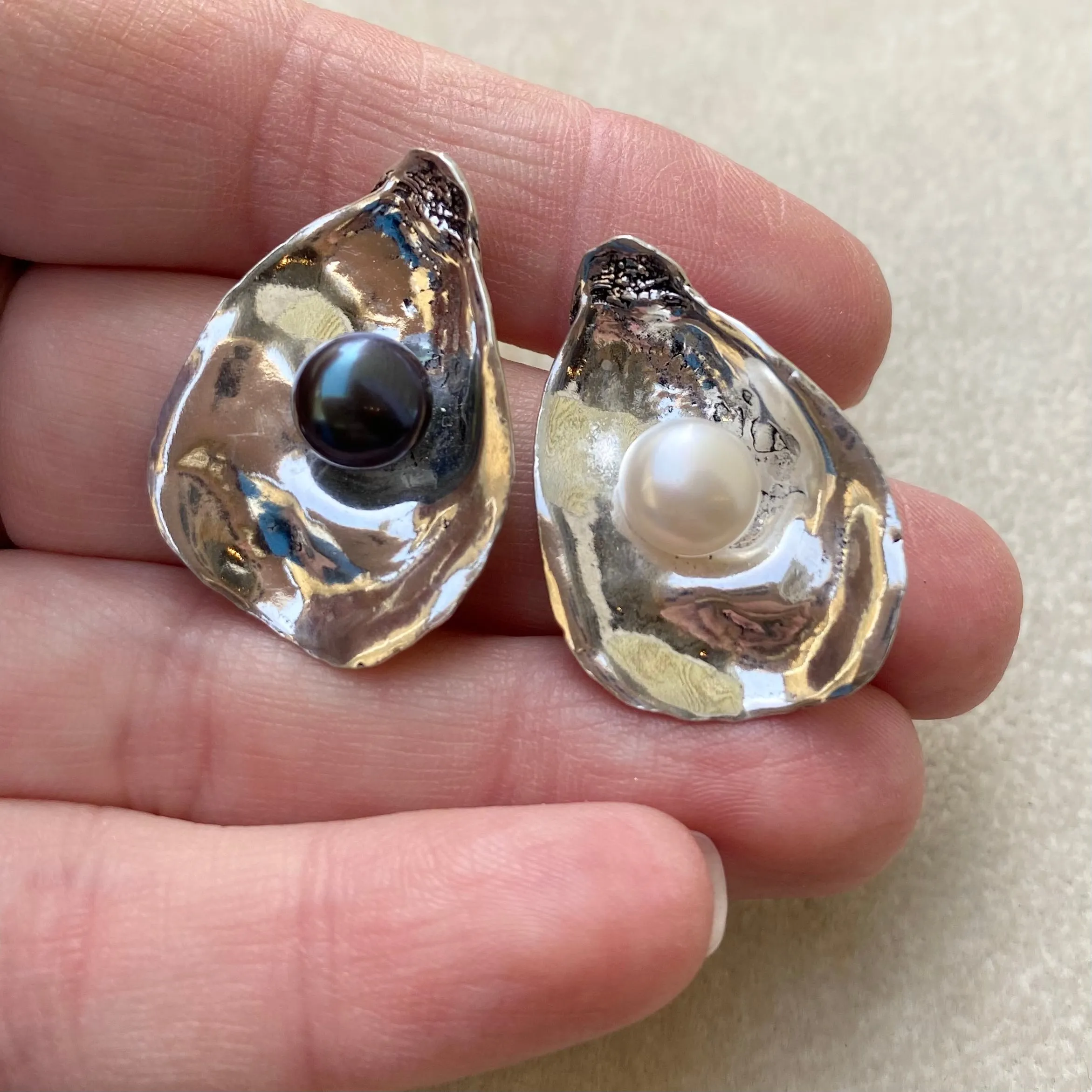 Sterling Silver Oyster Shell Pendants and Earrings