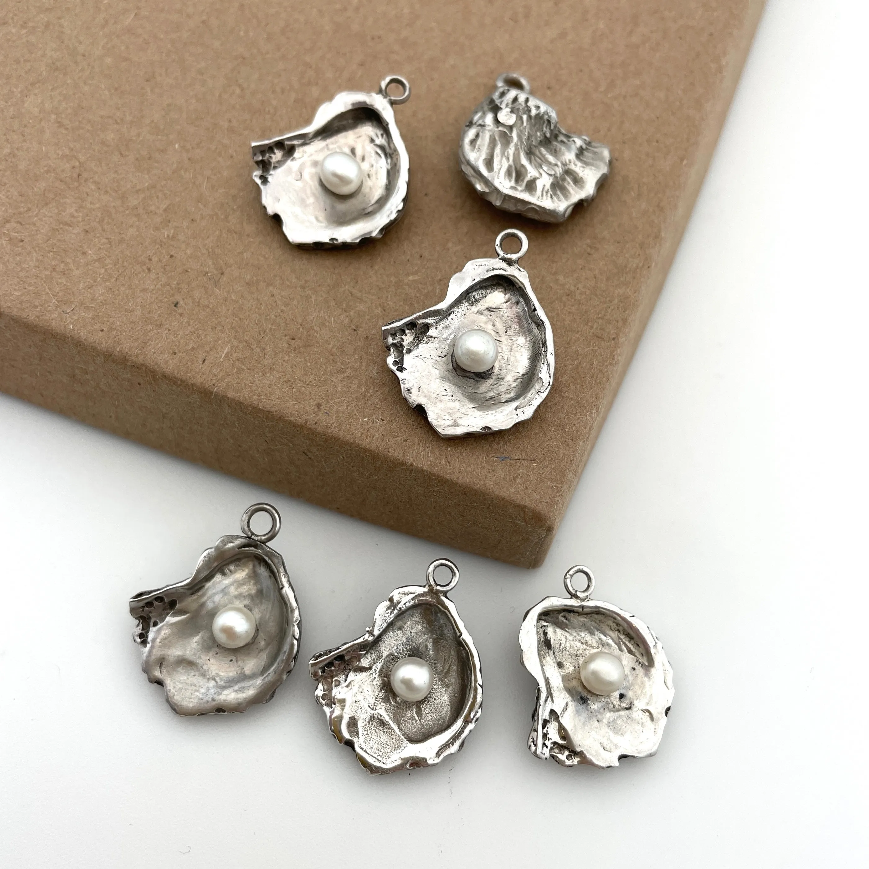 Sterling Silver Oyster Shell Pendants and Earrings