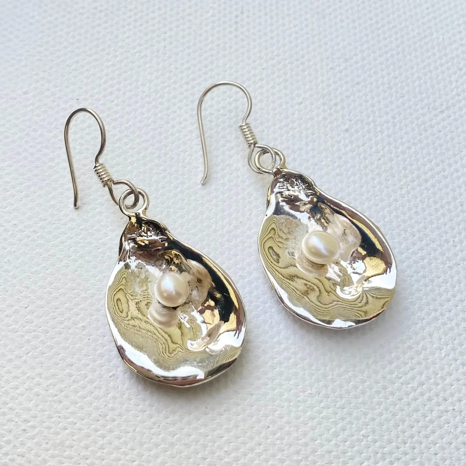 Sterling Silver Oyster Shell Pendants and Earrings