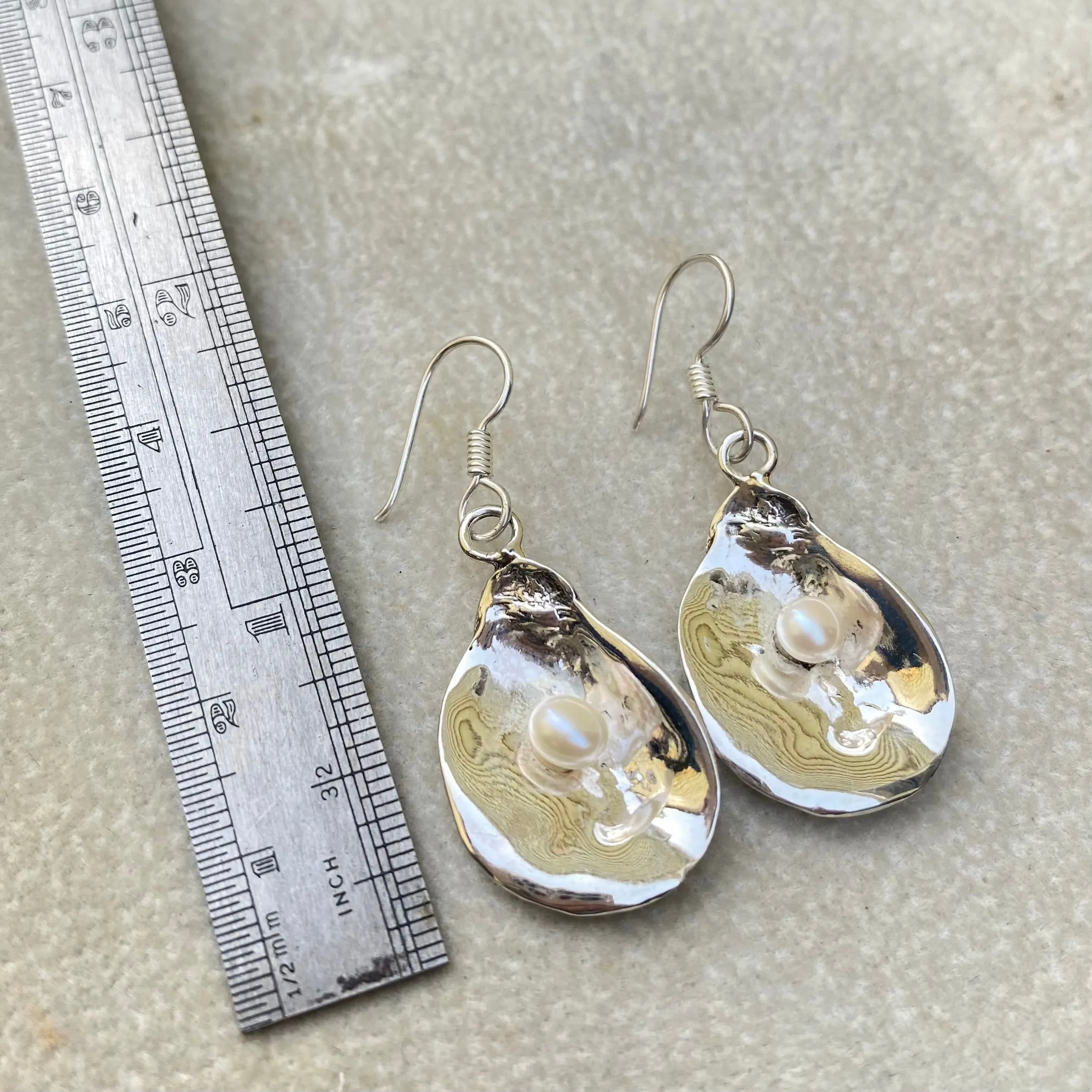 Sterling Silver Oyster Shell Pendants and Earrings