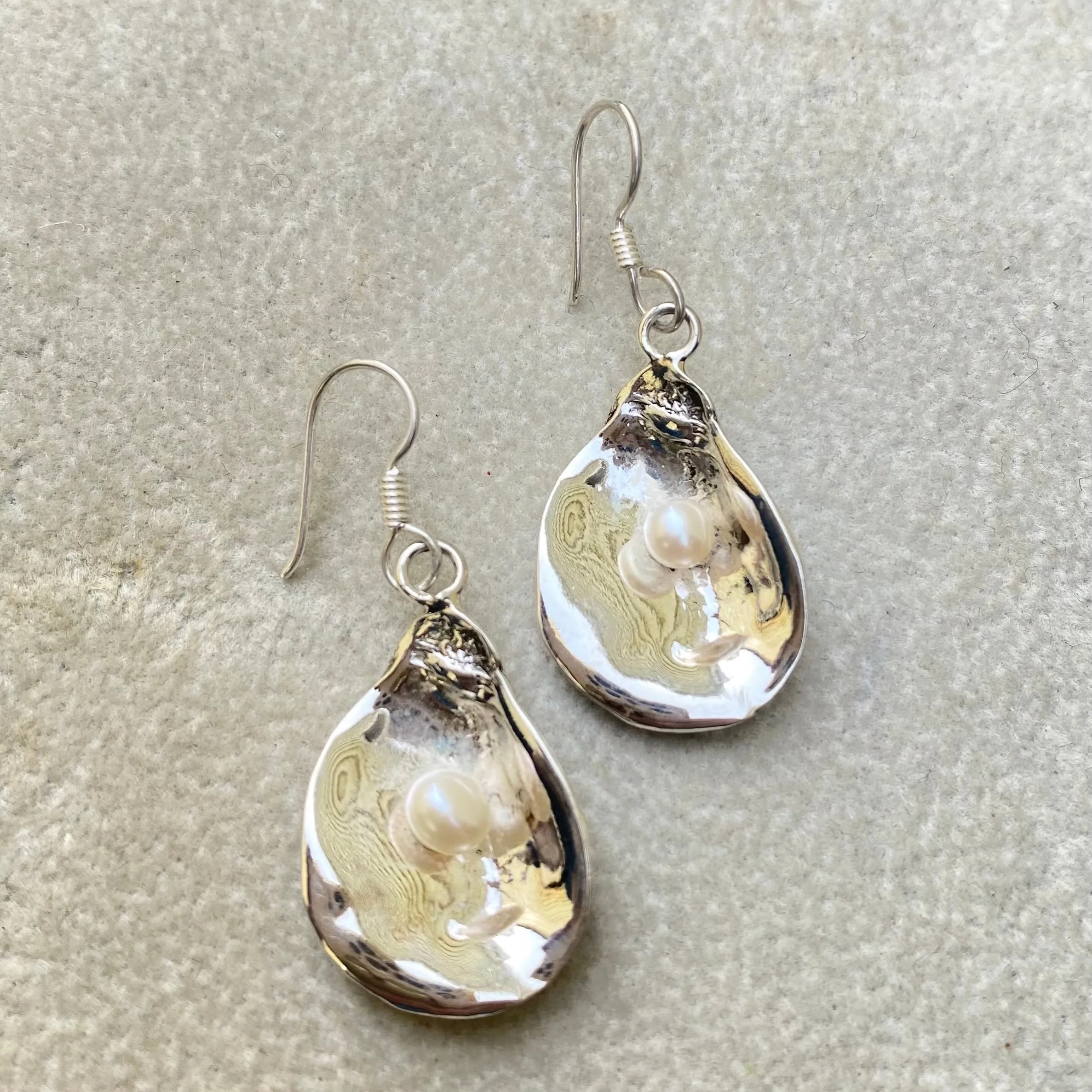 Sterling Silver Oyster Shell Pendants and Earrings