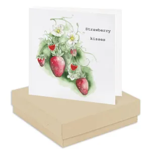 Sterling Silver Strawberry Stud Earrings on Card - Boxed Gift