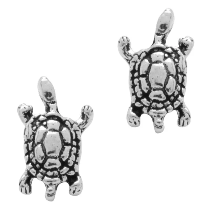 Sterling Silver Turtle Stud Earrings