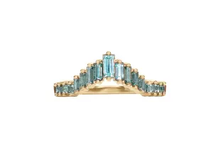 Teal Sapphire Tapered Baguette Tiara Ring