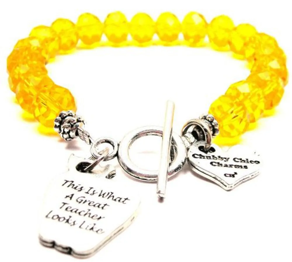 This Is What A Great Teacher Looks Like Crystal Beaded Toggle Style Bracelet