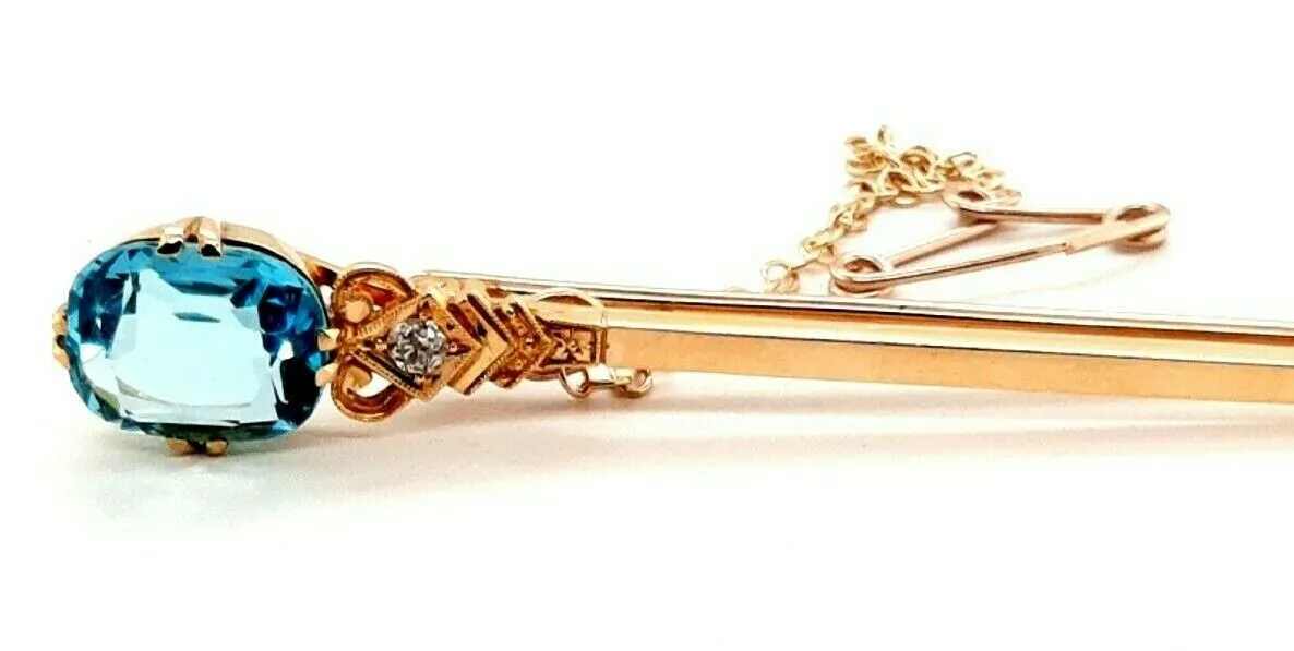 Topaz & Diamond 15ct Yellow Gold Antique Brooch