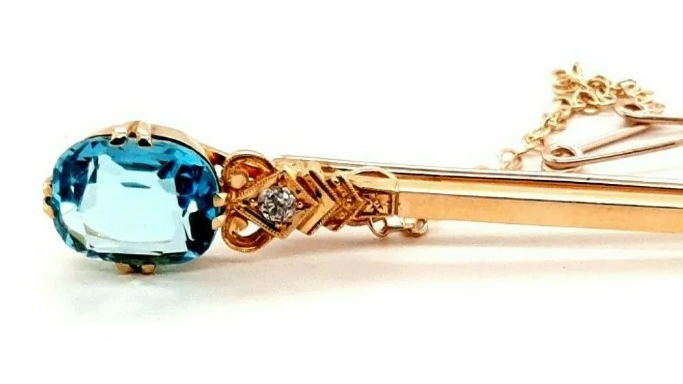 Topaz & Diamond 15ct Yellow Gold Antique Brooch