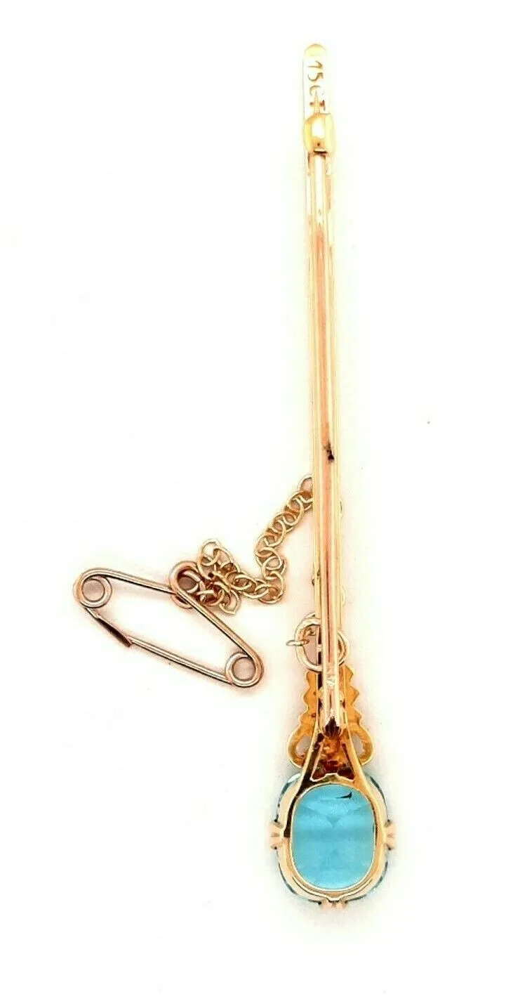 Topaz & Diamond 15ct Yellow Gold Antique Brooch