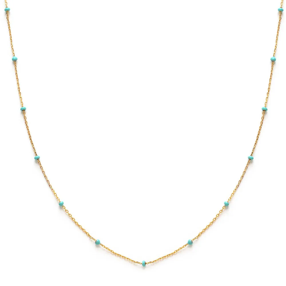 Turquoise Beaded Chain Necklace