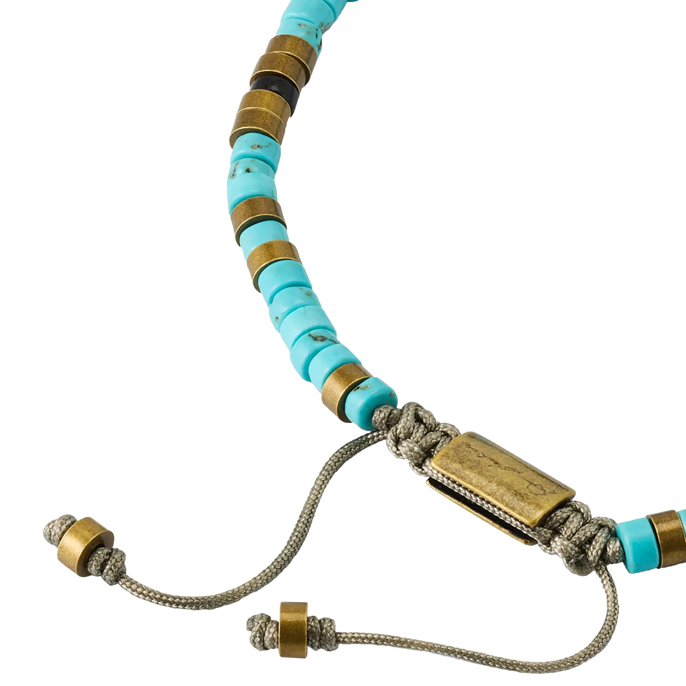 Turquoise Sterling Beaded Pull Cord Bracelet