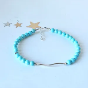 Turquoise Wave Silver Bar Bracelet