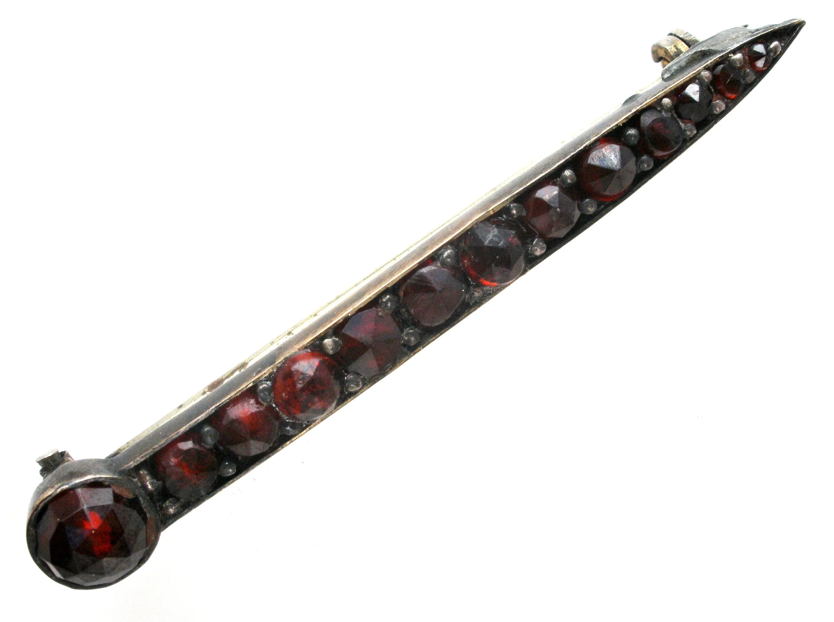 Victorian Bar Pin Brooch with Bohemian Garnets