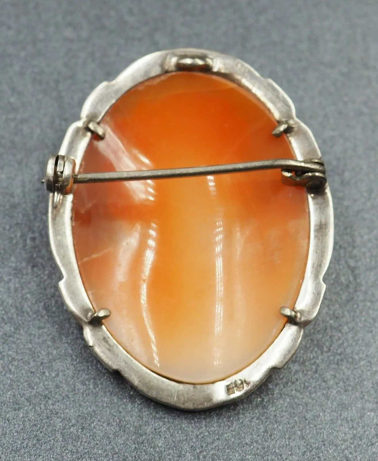 Vintage Sterling Silver Macarsite Shell Cameo Brooch