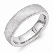 Vitalium Stone Finish 6mm Domed Wedding Band Ring