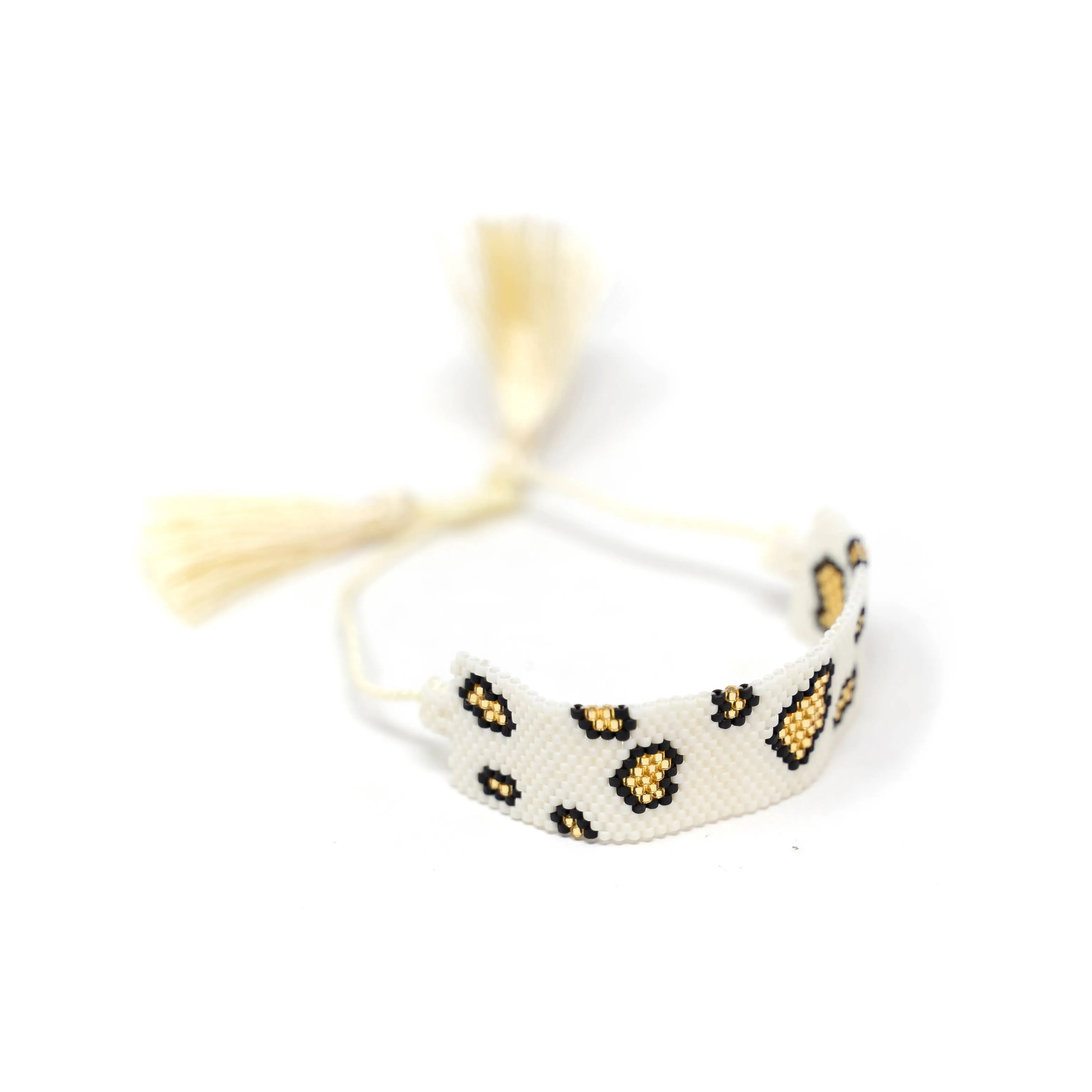 White Leopard Beaded Bracelet