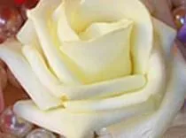 White or Ivory Cascade Real Touch Roses Brooch Bouquet