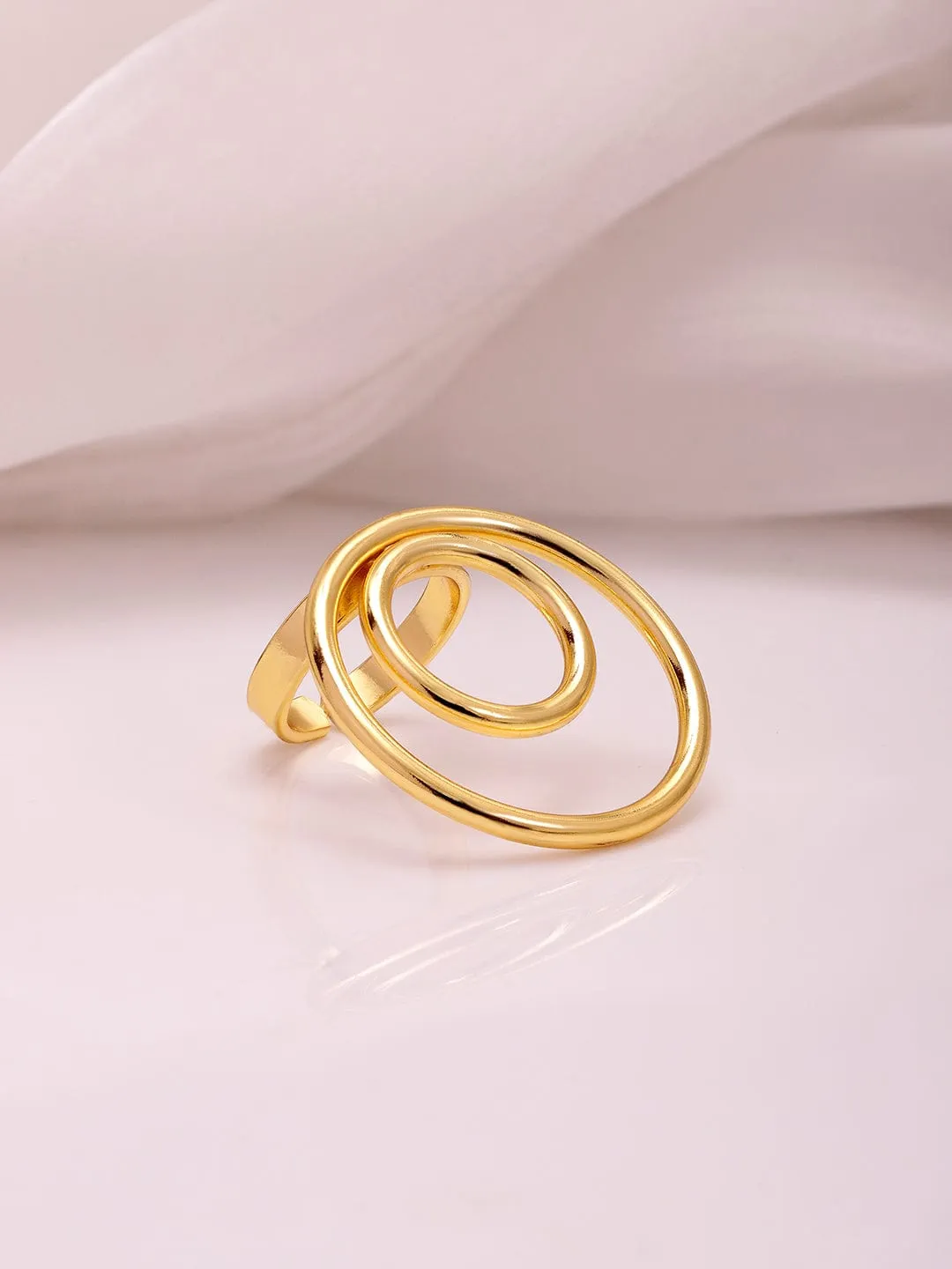 Women 18KT Gold Plated Brass Spiral Finger Ring