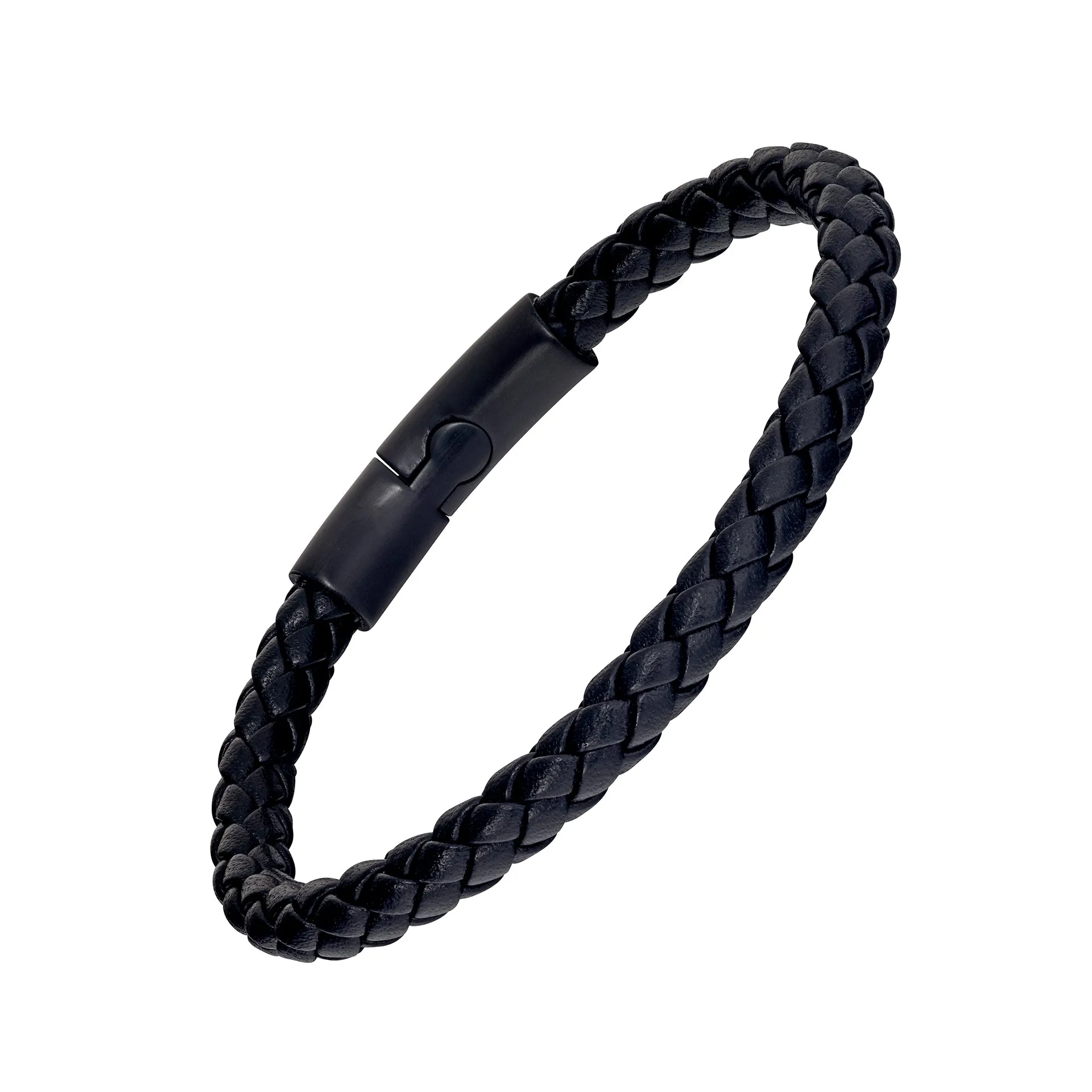 Woven Leather Bracelet Round Magnet