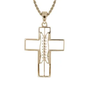 XL Gridiron Football Cross Necklace | Gold