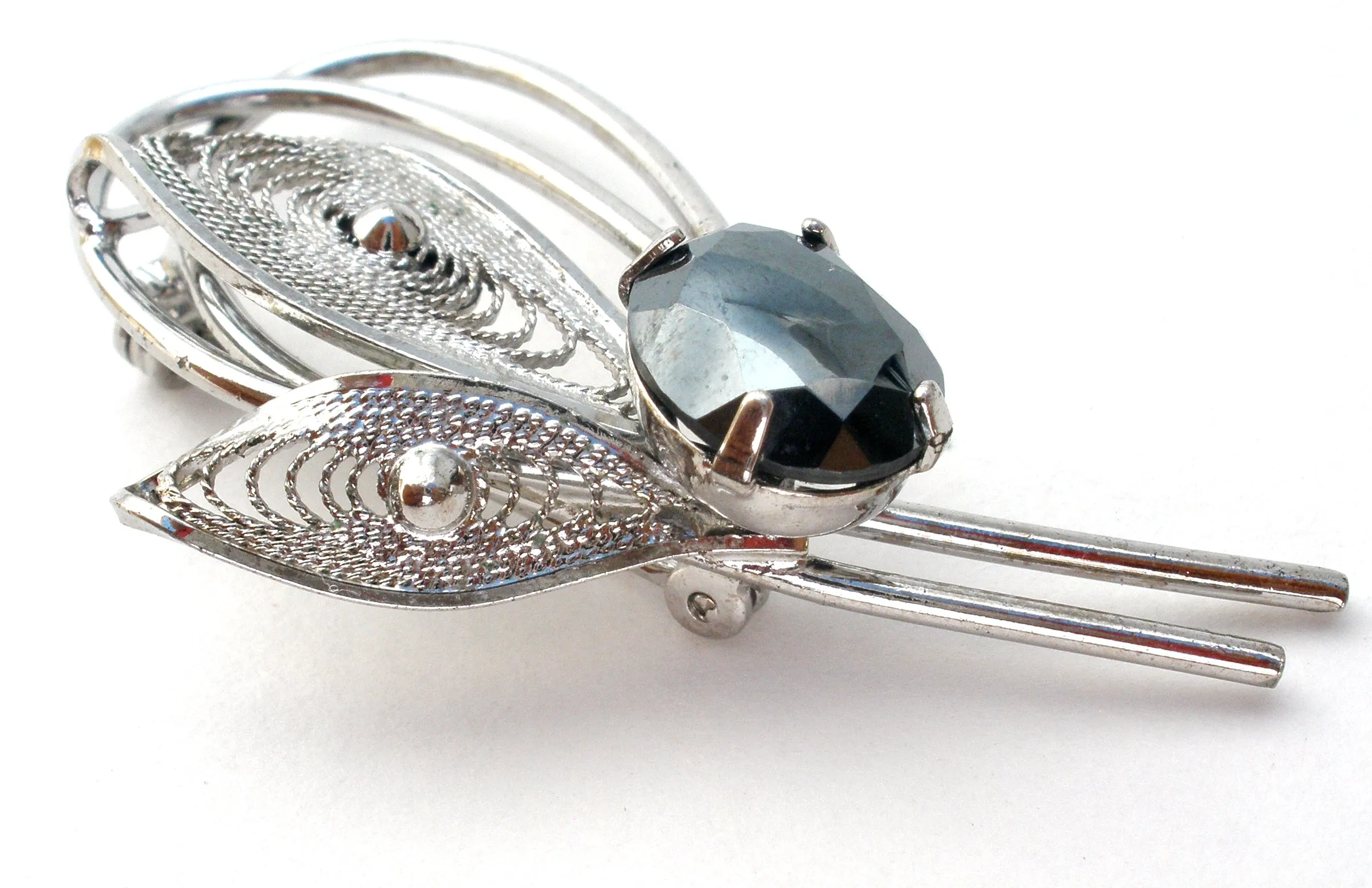 Zeidell's Sterling Silver Hematite Brooch Pin